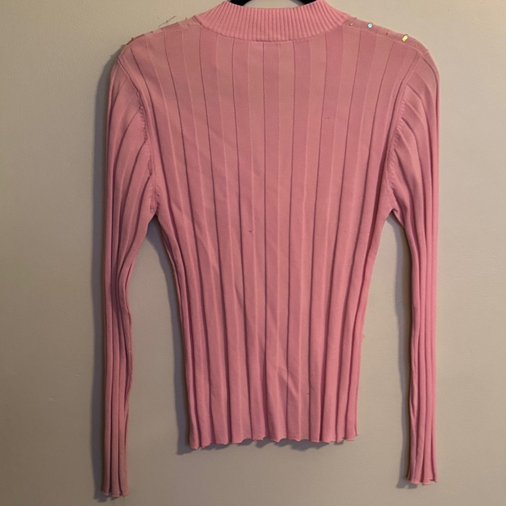 Baranda Pink Ribbed Sequined Sweater - Picture 5 of 5